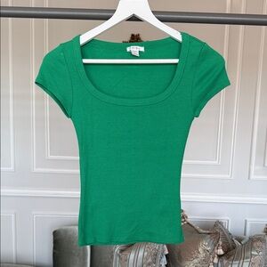 Amisu Emerald Green Scoop Neck Ribbed Tank Top Size S